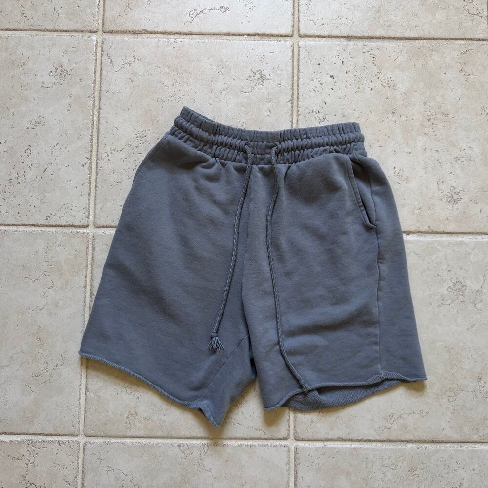 HM Mens Regular Fit Raw Hem Sweat Shorts Blue Grey US XS Drawstring